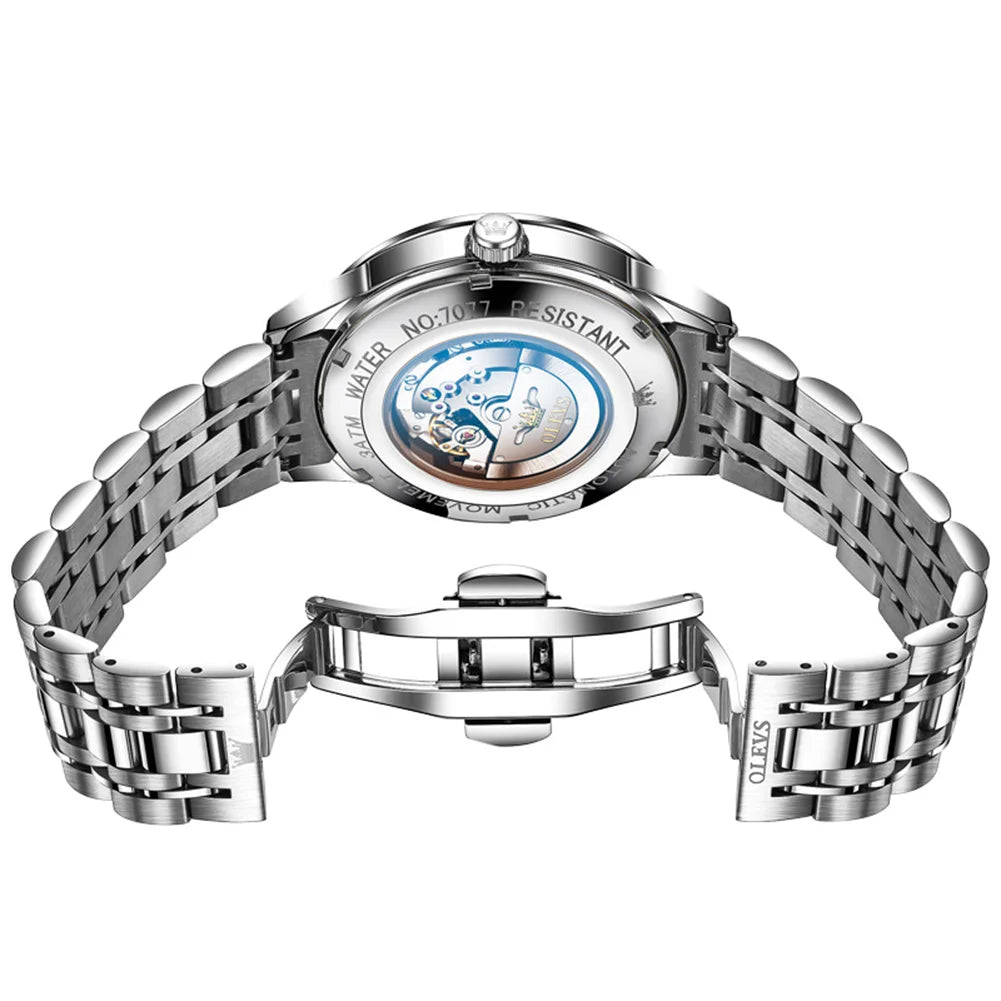 Reloj Automático Hombre 42mm – Acero Inoxidable, Calendario Completo y Día de la Semana, Luminiscente, 40-44mm, 3ATM