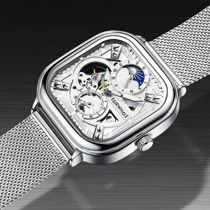 Reloj Automático Hombre 42mm – Mecánico de Lujo, Caja Cuadrada, Acero Inoxidable, Fase Lunar, Impermeable 3ATM ⭐4.8 (162 Opiniones)