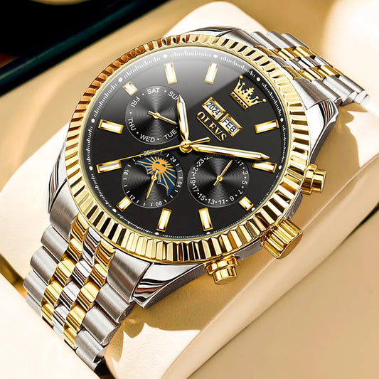 Reloj Automático Hombre 43.5mm– Mecánico de Lujo, Calendario Perpetuo, Fase Lunar, Visualización de Semana, Acero Inoxidable ⭐4.9 (172 Opiniones)