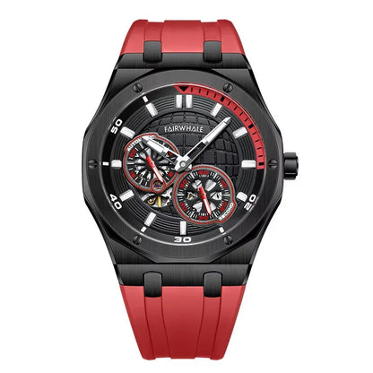 Reloj Automático Hombre 42mm – Mecánico Esqueleto, Correa de Goma Deportiva, Acero Inoxidable, Impermeable 3ATM ⭐4.7 (139 Opiniones)