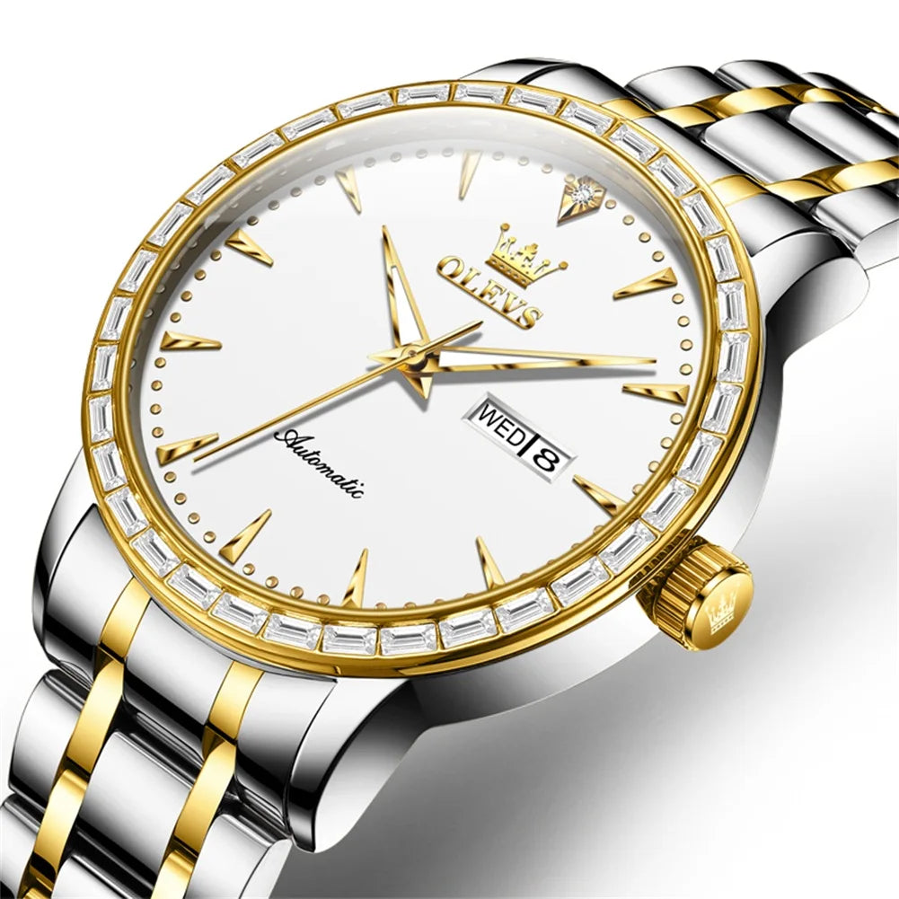 Reloj Automático Hombre 40.5 – Mecánico de Negocios, Acero Inoxidable, Calendario Completo, Visualización de Semana, Impermeable 3ATM ⭐4.7 (137 Opiniones)
