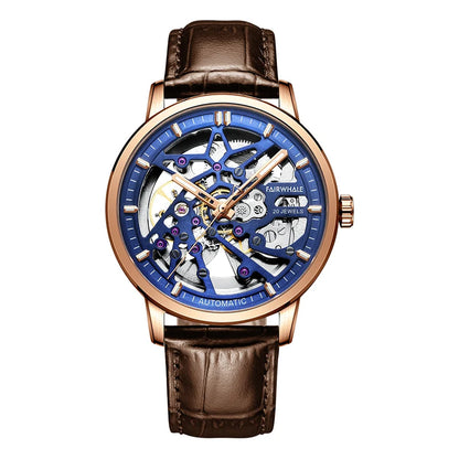 Reloj Automático Hombre – Esqueleto con Tourbillon, Acero Negro, Manecillas Luminiscentes, 40-44mm, 3ATM