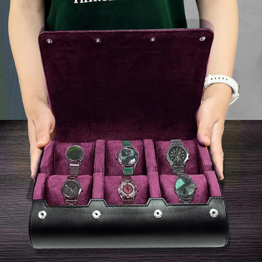 Estuche de Viaje para Relojes – Organizador de 6 Compartimentos en Cuero PU – Para Hombre y Mujer.⭐4.8 (64 Opiniones)