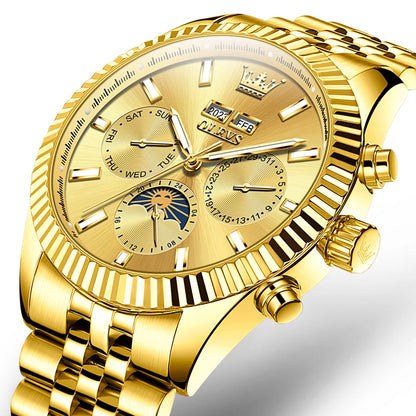 Reloj Automático Hombre 43.5mm– Mecánico de Lujo, Calendario Perpetuo, Fase Lunar, Visualización de Semana, Acero Inoxidable ⭐4.9 (172 Opiniones)