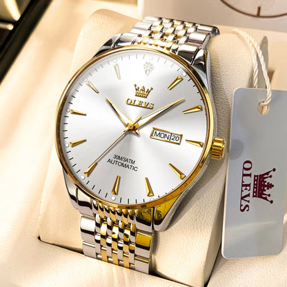 Reloj Automático Hombre 40 mm – Mecánico de Lujo, Acero Inoxidable, Calendario Completo, Luminiscente, 40-44mm, 3ATM