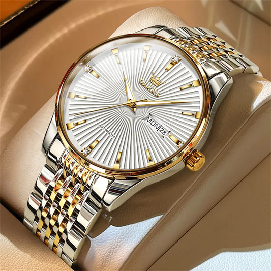 Reloj Automático Hombre 40mm – Mecánico Casual, Acero Inoxidable, Calendario Completo, Visualización de Semana, Impermeable 3ATM ⭐4.6 (154 Opiniones)