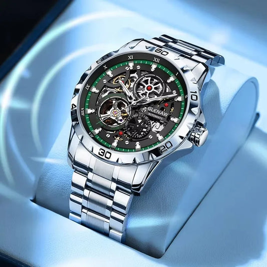 Reloj Automático Steampunk Skeleton para Hombre – 43mm, Esqueleto Mecánico, Luminiscente, Acero Inoxidable, 3ATM ⭐4.5 (154 Opiniones)