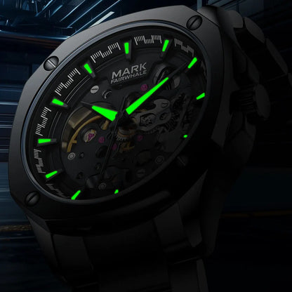 Reloj Automático Hombre 41mm – Mecánico Esqueleto, Caja Cuadrada, Acero Inoxidable, Correa de Cuero, Manecillas Luminiscentes, Impermeable 3ATM ⭐4.5 (163 Opiniones)