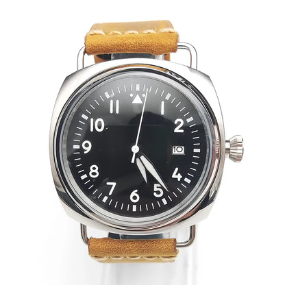 Reloj Automático Retro 45mm NH35 – Correa de Cuero, Esfera Verde Luminosa