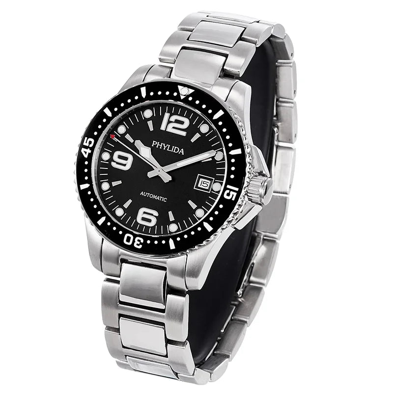 Reloj Automático Deportivo, 40mm, Acero Inoxidable 316L, Cristal Zafiro, Miyota 8215, Esfera Negra ⭐4.6 (137 Opiniones)