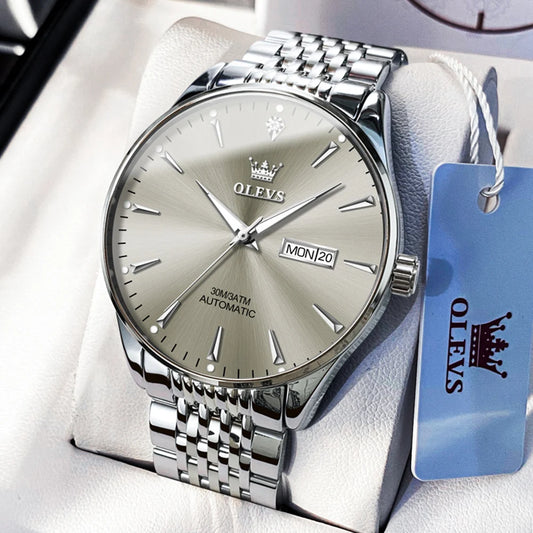 Reloj Automático Hombre 40 mm – Mecánico de Lujo, Acero Inoxidable, Calendario Completo, Luminiscente, 40-44mm, 3ATM