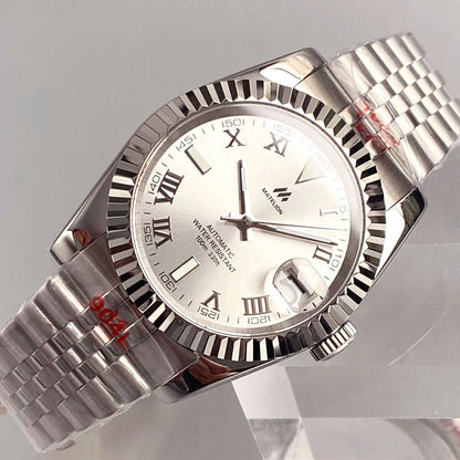 Reloj Automático de Buceo, 36mm/39mm, Esfera Sunburst Plata/Azul/Gris, Números Romanos, NH35A, Cristal Zafiro, 200M ⭐4.7 (165 Opiniones)