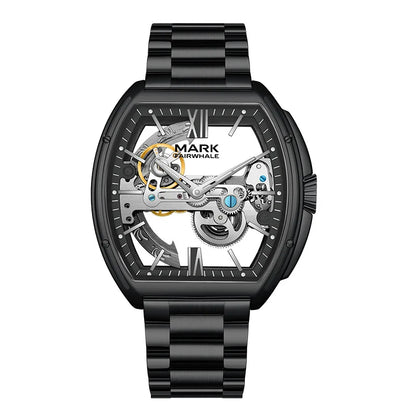 Reloj Automático Hombre 44x43 mm – Mecánico Esqueleto de Acero Inoxidable, Resistente al Agua, Caja Tonneau