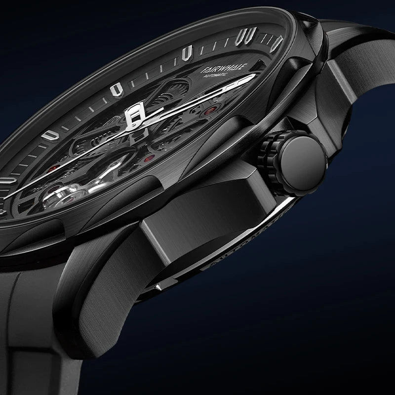 Reloj Automático Hombre 42mm – Mecánico Esqueleto, Tourbillon Decorativo, Caja Cuadrada, Correa de Silicona, Impermeable 3ATM ⭐4.7 (146 Opiniones)