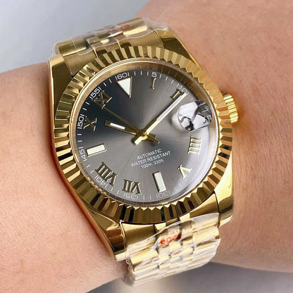 Reloj Automático de Buceo, 36mm/39mm, Esfera Sunburst Plata/Azul/Gris, Números Romanos, NH35A, Cristal Zafiro, 200M ⭐4.7 (165 Opiniones)