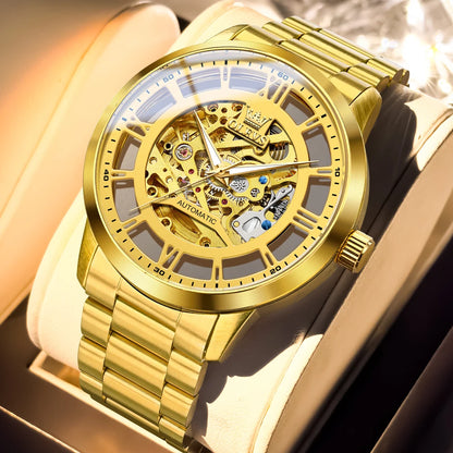 Reloj Automático Hombre 43,5mm – Esqueleto Transparente, Mecánico, Acero Inoxidable Negro, Manecillas Luminiscentes ⭐4.8 (165 Opiniones)