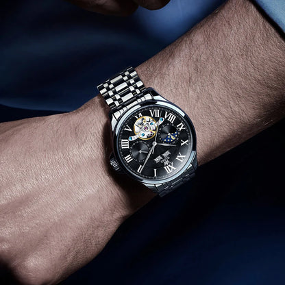 Reloj Automático Hombre 41mm – Multifunción Mecánico, Esqueleto, Tourbillon, Calendario Completo, Fase Lunar ⭐4.9 (178 Opiniones)