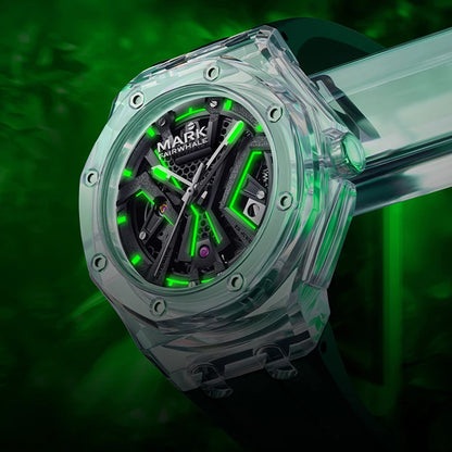 Reloj Automático Hombre 42mm – Deportivo con Correa de Silicona, Luminiscente, Resistente al Agua, Estilo Casual