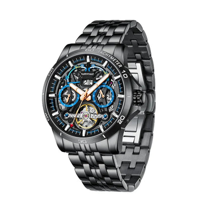 Reloj Automático Hombre – Mecánico Esqueleto, Tourbillon Decorativo, Acero Inoxidable, Calendario Completo, Impermeable 3ATM ⭐4.7 (148 Opiniones)