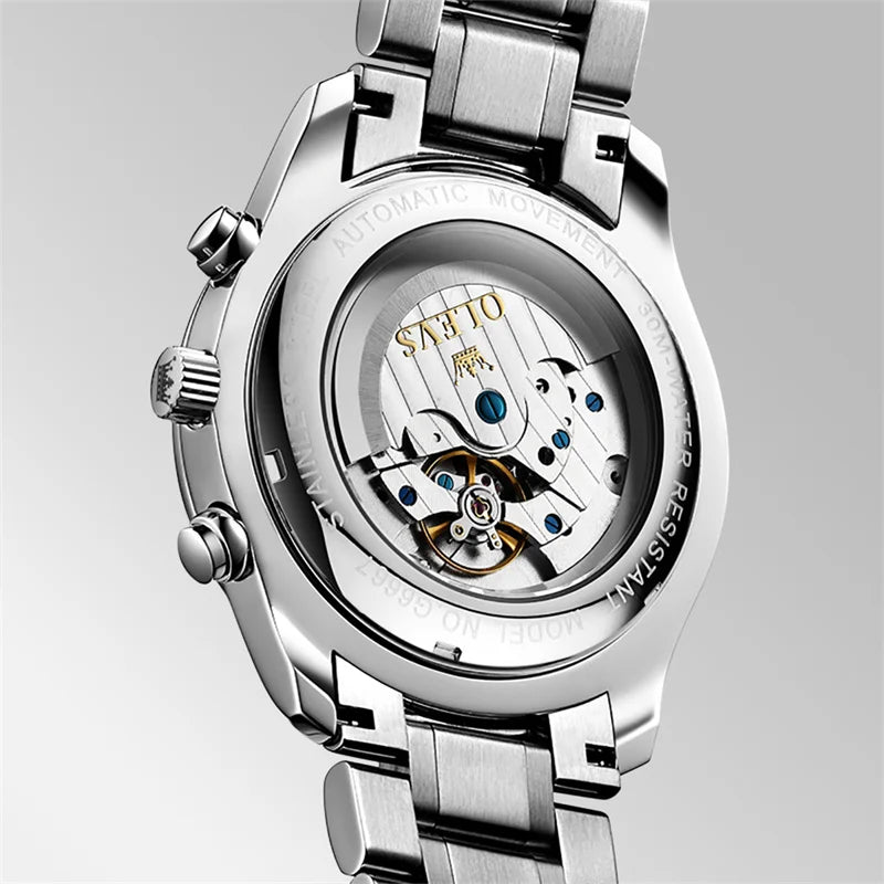 Reloj Automático Hombre 42mm – Multifunción con Fase Lunar, Calendario Completo, Acero Inoxidable, 40-44mm, 3ATM ⭐4.6 (174 Opiniones)