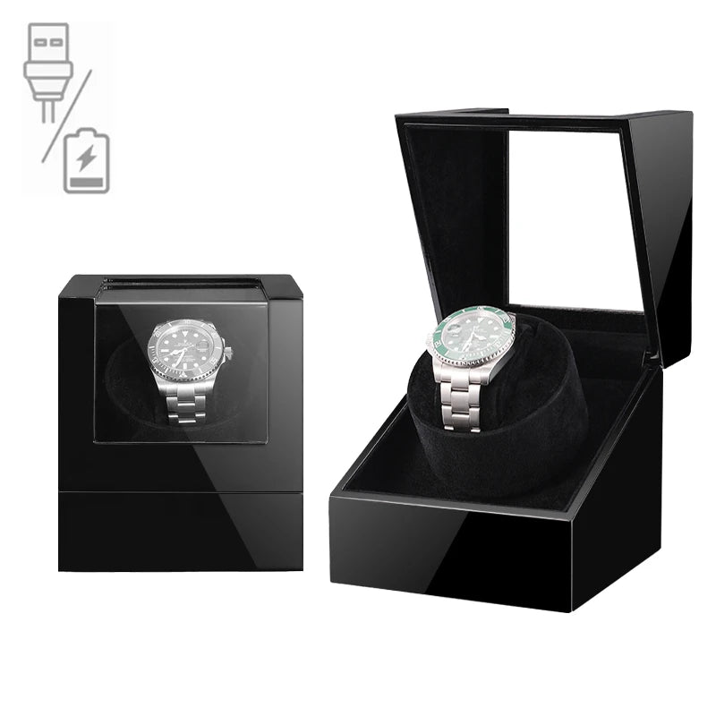 Embers Watch Winder Automático Individual – Caja de Madera con Motor Silencioso Mabuchi y Tapa de Cristal.⭐4.5 (35 Opiniones)