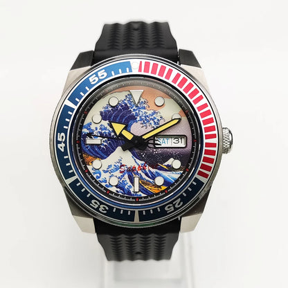 Reloj Automático 42mm NH35 – 15 Colores, Cristal de Zafiro, Caja de Acero, Correa de Caucho