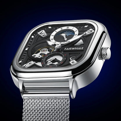 Reloj Automático Hombre 42mm – Mecánico de Lujo, Caja Cuadrada, Acero Inoxidable, Fase Lunar, Impermeable 3ATM ⭐4.8 (162 Opiniones)
