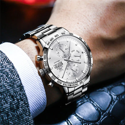 Reloj Automático Hombre 42.5mm – Multifunción con Calendario Completo, Acero Inoxidable, 40-44mm, 3ATM