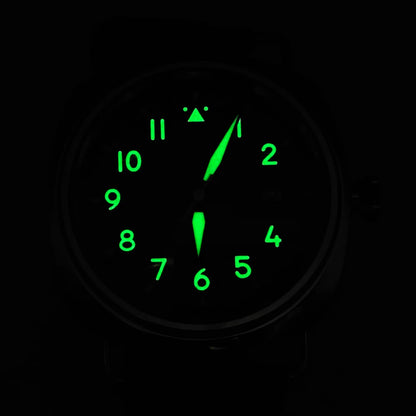 Reloj Automático Retro 45mm NH35 – Correa de Cuero, Esfera Verde Luminosa