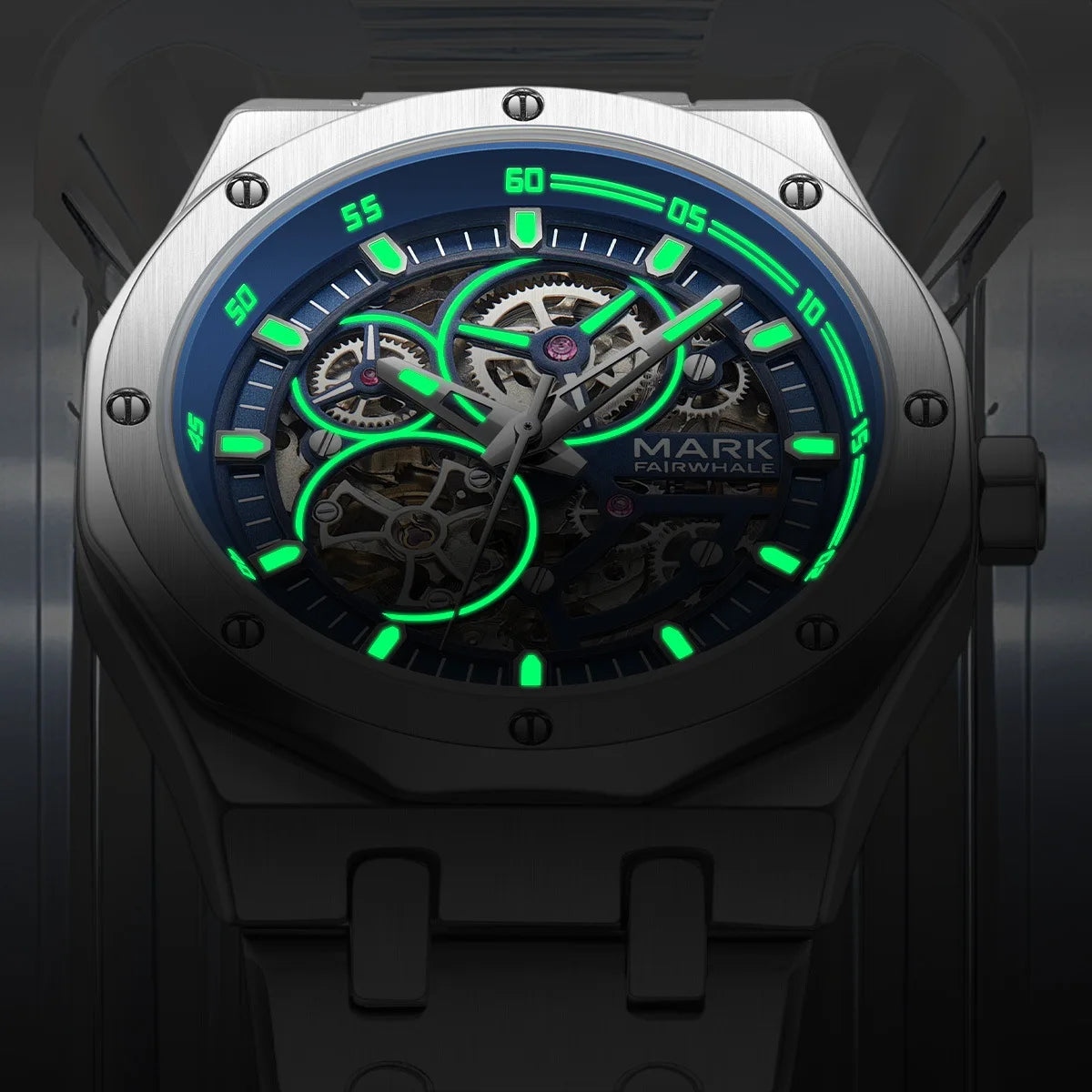 Reloj Automático Hombre 42mm – Esqueleto con Tourbillon, Acero Inoxidable, Manecillas Luminiscentes, 40-44mm, 3ATM