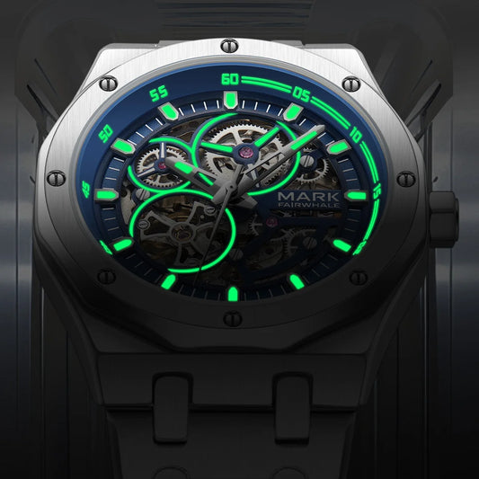 Reloj Automático Hombre 42mm – Esqueleto con Tourbillon, Acero Inoxidable, Manecillas Luminiscentes, 40-44mm, 3ATM