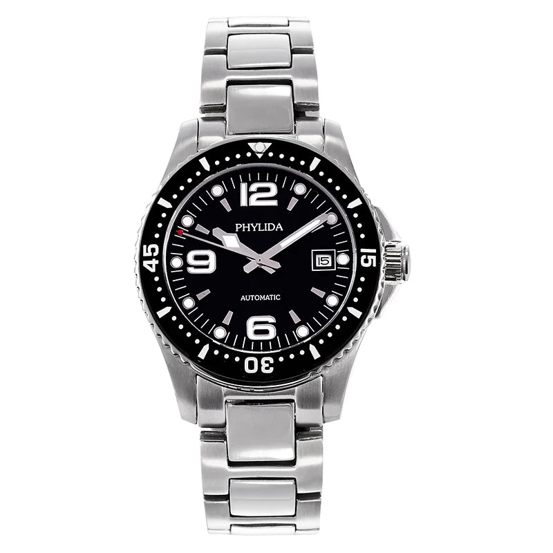 Reloj Automático Deportivo, 40mm, Acero Inoxidable 316L, Cristal Zafiro, Miyota 8215, Esfera Negra ⭐4.6 (137 Opiniones)