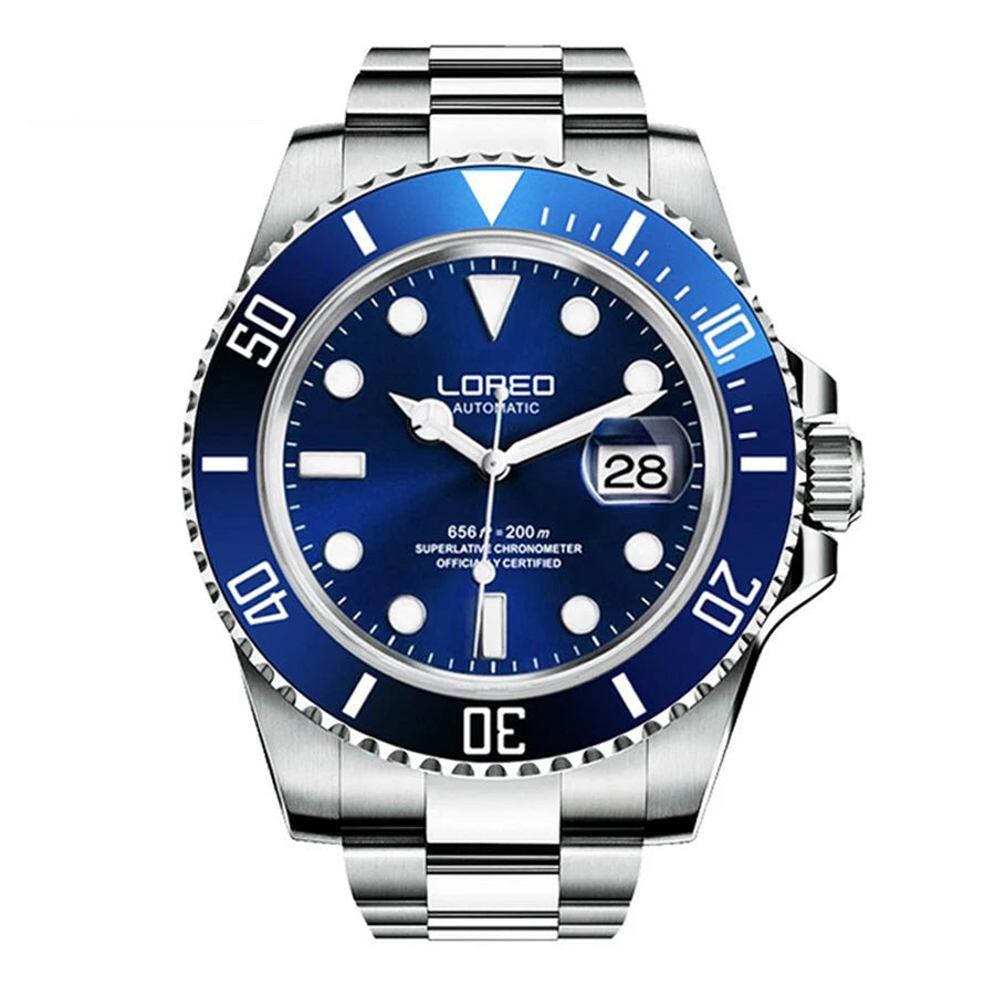 Reloj Automático Hombre – Mecánico de Buceo 200M, Cristal Zafiro, Movimiento Seagull, Acero Inoxidable, Calendario Completo. ⭐4.4 (109 Opiniones)