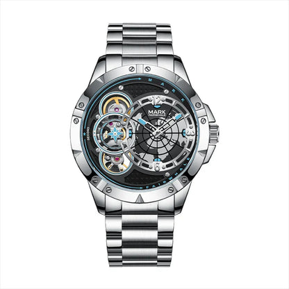 Reloj Automático Hombre 46mm – Mecánico Esqueleto, Luminiscente, Acero Inoxidable, Resistente al Agua, Estilo Deportivo y Casual