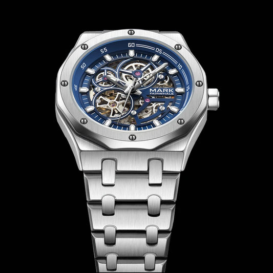 Reloj Automático Hombre 42mm – Esqueleto con Tourbillon, Acero Inoxidable, Manecillas Luminiscentes, 40-44mm, 3ATM