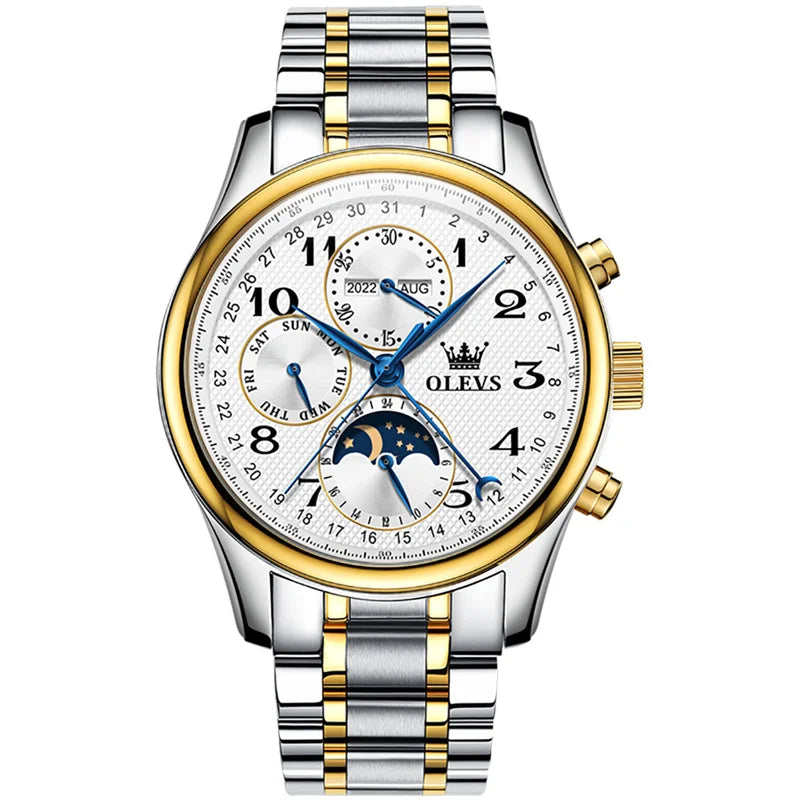 Reloj Automático Hombre 42mm – Multifunción con Fase Lunar, Calendario Completo, Acero Inoxidable, 40-44mm, 3ATM ⭐4.6 (174 Opiniones)