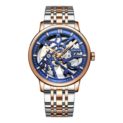 Reloj Automático Hombre – Esqueleto con Tourbillon, Acero Negro, Manecillas Luminiscentes, 40-44mm, 3ATM