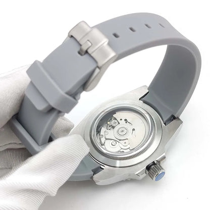Reloj Automático 41mm – NH35 Japonés, Esfera Gris, Cristal de Zafiro, Correa de Caucho