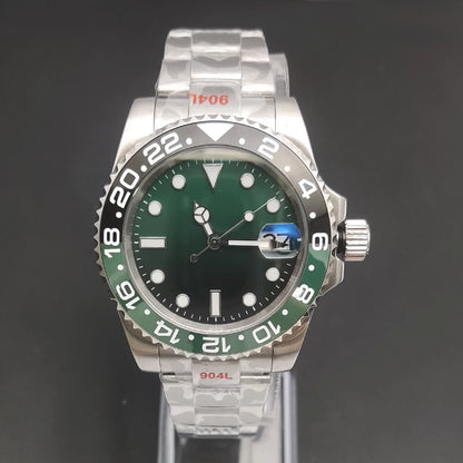 Reloj Automático 40mm NH35 – Esfera Degradada Negro-Rojo, Cristal de Zafiro, Acero Inoxidable