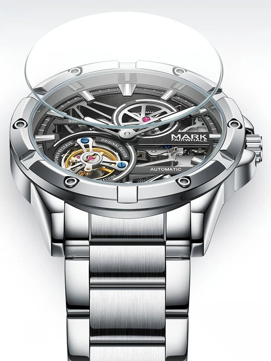 Reloj Automático Hombre 44mm – Esqueleto Mecánico, Tourbillon Decorativo, Acero Inoxidable, Impermeable 3ATM ⭐4.7 (138 Opiniones)