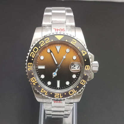 Reloj Automático 40mm NH35 – Esfera Degradada Negro-Rojo, Cristal de Zafiro, Acero Inoxidable