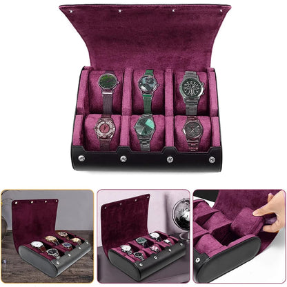 Estuche de Viaje para Relojes – Organizador de 6 Compartimentos en Cuero PU – Para Hombre y Mujer.⭐4.8 (64 Opiniones)