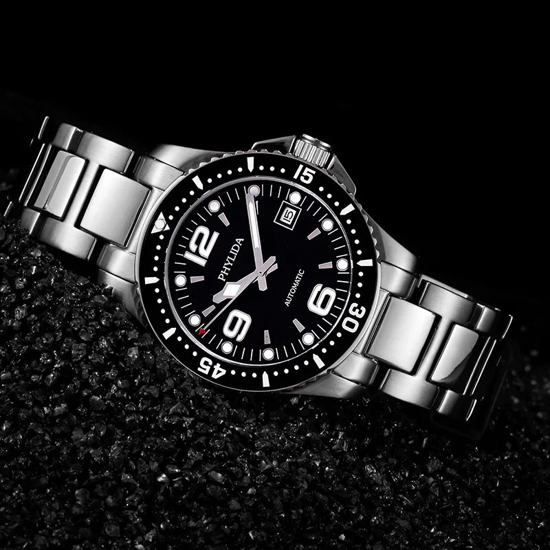 Reloj Automático Deportivo, 40mm, Acero Inoxidable 316L, Cristal Zafiro, Miyota 8215, Esfera Negra ⭐4.6 (137 Opiniones)