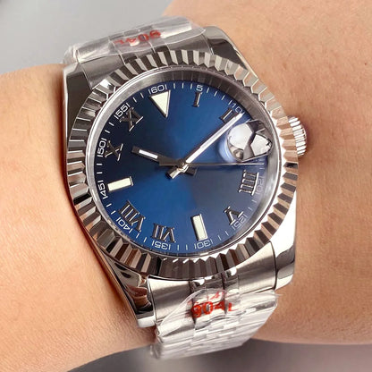 Reloj Automático de Buceo, 36mm/39mm, Esfera Sunburst Plata/Azul/Gris, Números Romanos, NH35A, Cristal Zafiro, 200M ⭐4.7 (165 Opiniones)