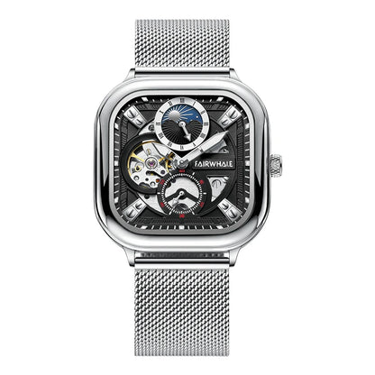 Reloj Automático Hombre 42mm – Mecánico de Lujo, Caja Cuadrada, Acero Inoxidable, Fase Lunar, Impermeable 3ATM ⭐4.8 (162 Opiniones)