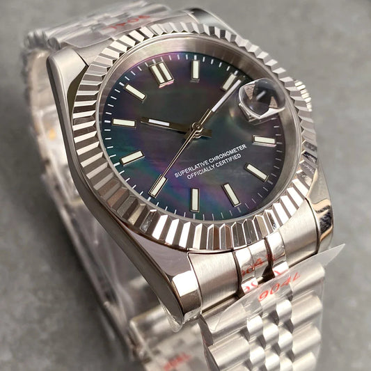Reloj Automático de Buceo NH35A – 200M, Esfera Nácar Negra/Blanca, Luminiscente Verde, Cristal de Zafiro, 36/39mm, Acero Inoxidable ⭐4.7 (192 Opiniones)
