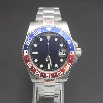 Reloj Automático 40mm NH35 – Esfera Degradada Negro-Rojo, Cristal de Zafiro, Acero Inoxidable
