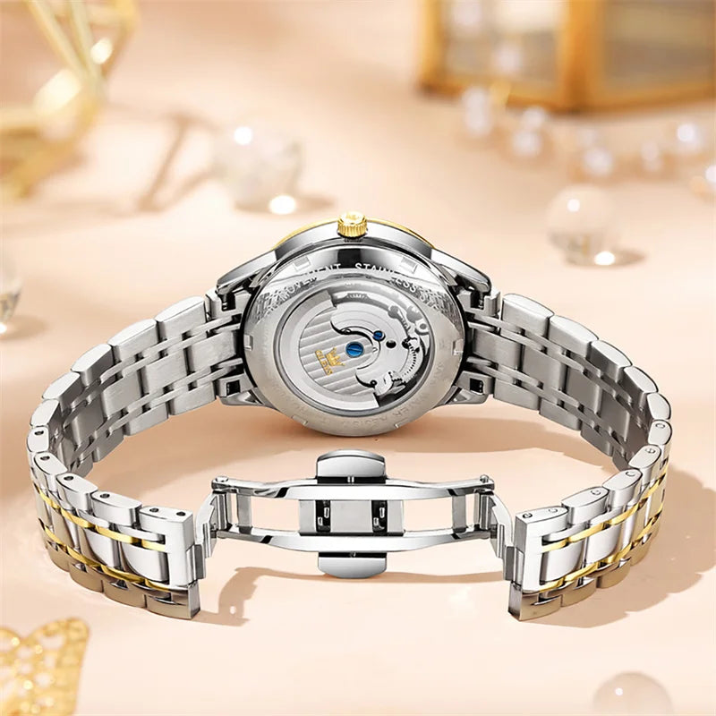 Reloj Automático para Mujer 32mm – Tourbillon, Indicador de Fase Lunar, Acero Inoxidable, 32mm, 3ATM.⭐4.8 (21 Opiniones)