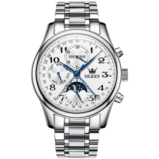 Reloj Automático Hombre 42mm – Multifunción con Fase Lunar, Calendario Completo, Acero Inoxidable, 40-44mm, 3ATM ⭐4.6 (174 Opiniones)