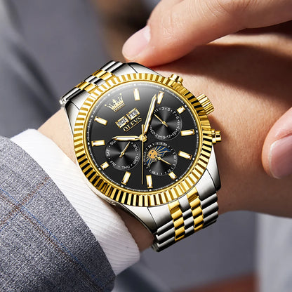 Reloj Automático Hombre 43.5mm– Mecánico de Lujo, Calendario Perpetuo, Fase Lunar, Visualización de Semana, Acero Inoxidable ⭐4.9 (172 Opiniones)